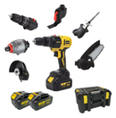 Kit 6 Em 1 Furadeira Parafusadeira Motoserra Multifuncional Amarelo 50/60 Hz