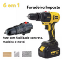 Kit 6 Em 1 Furadeira Parafusadeira Motoserra Multifuncional Amarelo 50/60 Hz