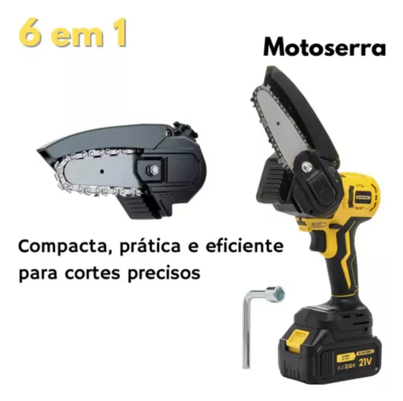 Kit 6 Em 1 Furadeira Parafusadeira Motoserra Multifuncional Amarelo 50/60 Hz