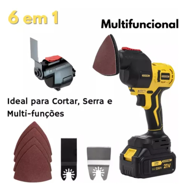 Kit 6 Em 1 Furadeira Parafusadeira Motoserra Multifuncional Amarelo 50/60 Hz